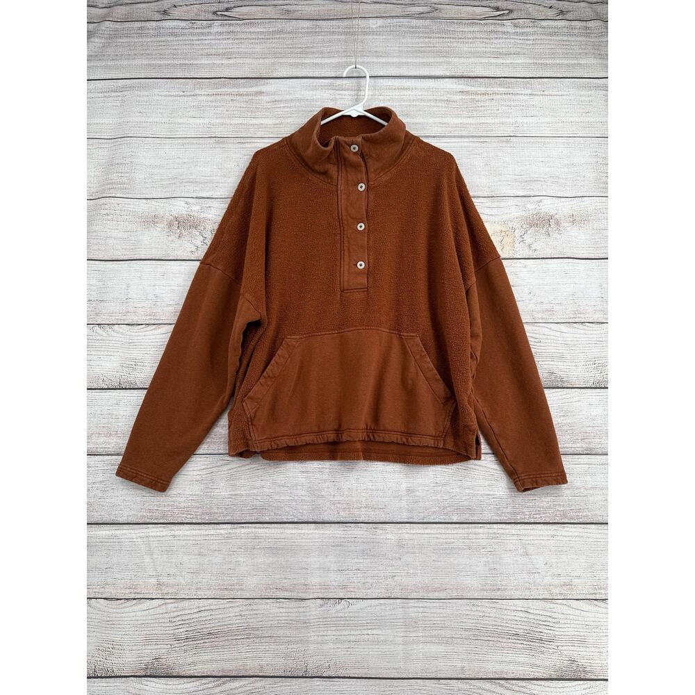 REI‎ Natural Wallace Lake Fleece Pullover Womens XL Rust Brown 1/2 Button